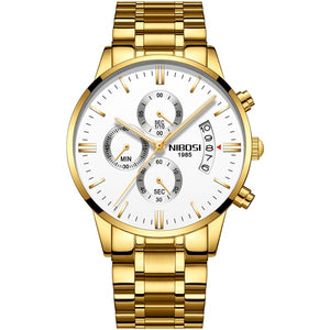 2019 NIBOSI Gold Quartz Watch Top Brand Luxury Men Watches Fashion Man Wristwatches Stainless Steel Relogio Masculino Saatler