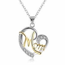 Load image into Gallery viewer, HUITAN Fashion Letter MOM Heart Shape Inlaid Crystal Pendant Necklace Mother&#39;s Day Gift High Quality Jewelry Wholesale Lots Bulk