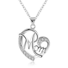 Load image into Gallery viewer, HUITAN Fashion Letter MOM Heart Shape Inlaid Crystal Pendant Necklace Mother&#39;s Day Gift High Quality Jewelry Wholesale Lots Bulk