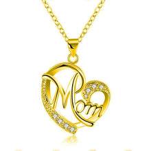 Load image into Gallery viewer, HUITAN Fashion Letter MOM Heart Shape Inlaid Crystal Pendant Necklace Mother&#39;s Day Gift High Quality Jewelry Wholesale Lots Bulk