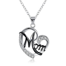 Load image into Gallery viewer, HUITAN Fashion Letter MOM Heart Shape Inlaid Crystal Pendant Necklace Mother&#39;s Day Gift High Quality Jewelry Wholesale Lots Bulk