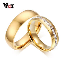 Load image into Gallery viewer, Vnox Personalized Gold-color Wedding Bands Ring for Women Men Jewelry 6mm Stainless Steel Engagement Ring Anniversary Gift