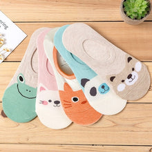 Load image into Gallery viewer, 5 Pairs/lot Women Socks Candy Color Small Animal Cartoon Pattern Boat Sock for Summer Breathable Casual Girls Funny Fashion