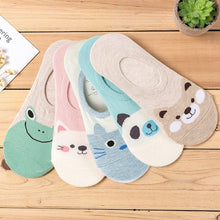 Load image into Gallery viewer, 5 Pairs/lot Women Socks Candy Color Small Animal Cartoon Pattern Boat Sock for Summer Breathable Casual Girls Funny Fashion