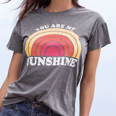 Women T-Shirt Summer Short Sleeve tops tee You Are My Sunshine Rainbow Print O-Neck T-Shirt Female Harajuku t shirt Ladies Tops