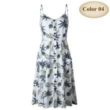 Load image into Gallery viewer, New Boho Off-shoulder Party Beach Sundress Spaghetti Long Dresses Plus Size Summer Women Button Decorated Print Dress CRRIFLZ