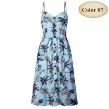 Load image into Gallery viewer, New Boho Off-shoulder Party Beach Sundress Spaghetti Long Dresses Plus Size Summer Women Button Decorated Print Dress CRRIFLZ