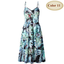 Load image into Gallery viewer, New Boho Off-shoulder Party Beach Sundress Spaghetti Long Dresses Plus Size Summer Women Button Decorated Print Dress CRRIFLZ