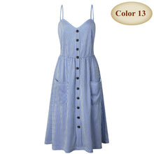 Load image into Gallery viewer, New Boho Off-shoulder Party Beach Sundress Spaghetti Long Dresses Plus Size Summer Women Button Decorated Print Dress CRRIFLZ