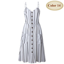 Load image into Gallery viewer, New Boho Off-shoulder Party Beach Sundress Spaghetti Long Dresses Plus Size Summer Women Button Decorated Print Dress CRRIFLZ