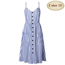 Load image into Gallery viewer, New Boho Off-shoulder Party Beach Sundress Spaghetti Long Dresses Plus Size Summer Women Button Decorated Print Dress CRRIFLZ