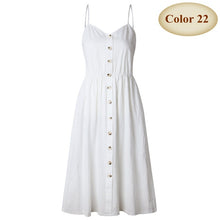 Load image into Gallery viewer, New Boho Off-shoulder Party Beach Sundress Spaghetti Long Dresses Plus Size Summer Women Button Decorated Print Dress CRRIFLZ
