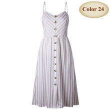Load image into Gallery viewer, New Boho Off-shoulder Party Beach Sundress Spaghetti Long Dresses Plus Size Summer Women Button Decorated Print Dress CRRIFLZ