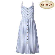 Load image into Gallery viewer, New Boho Off-shoulder Party Beach Sundress Spaghetti Long Dresses Plus Size Summer Women Button Decorated Print Dress CRRIFLZ