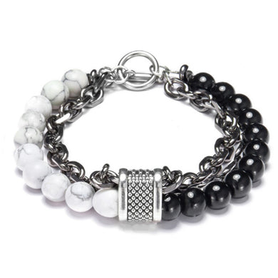 LKO New arrive Stainless steel Men tiger eyes Bead Bracelet Beaded Black Mantra Prayer Beads Buddha Bracelet for Women and Men