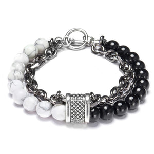 LKO New arrive Stainless steel Men tiger eyes Bead Bracelet Beaded Black Mantra Prayer Beads Buddha Bracelet for Women and Men