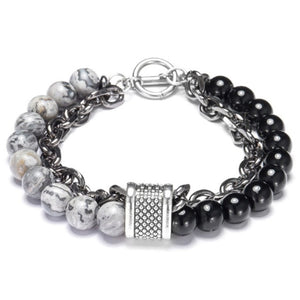 LKO New arrive Stainless steel Men tiger eyes Bead Bracelet Beaded Black Mantra Prayer Beads Buddha Bracelet for Women and Men