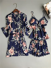 Load image into Gallery viewer, Spaghetti Strap  Printing  Lace Sexy Women Pajamas V-Neck With Pad Female Summer Pajama Set Summer Fashion Female Sleepwear