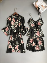 Load image into Gallery viewer, Spaghetti Strap  Printing  Lace Sexy Women Pajamas V-Neck With Pad Female Summer Pajama Set Summer Fashion Female Sleepwear