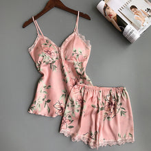 Load image into Gallery viewer, Spaghetti Strap  Printing  Lace Sexy Women Pajamas V-Neck With Pad Female Summer Pajama Set Summer Fashion Female Sleepwear