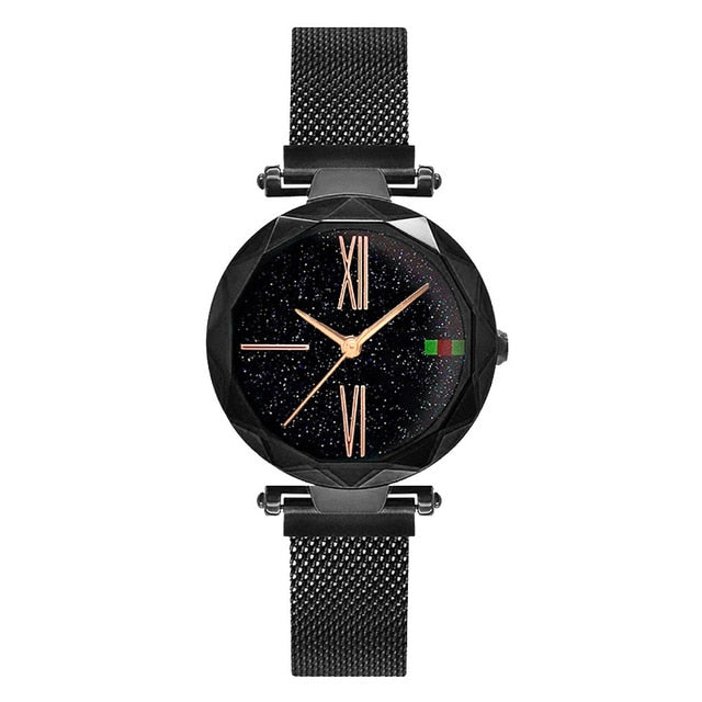 Women Casual Watches Black Stylish Starry Sky Magnet Buckle Elegant Lady Watch Fashion Hot Women Gift Clock School Student