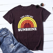 Load image into Gallery viewer, Women T-Shirt Summer Short Sleeve tops tee You Are My Sunshine Rainbow Print O-Neck T-Shirt Female Harajuku t shirt Ladies Tops