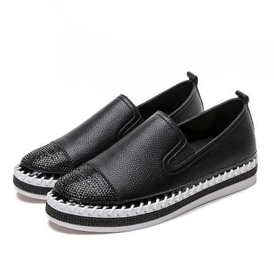 European Famous Brand Patchwork Espadrilles Shoes Woman Genuine Leather Creepers Flats Ladies Loafers White Leather Moccasins