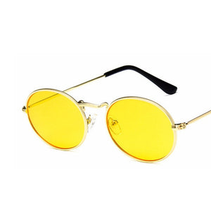 HAPTRON Retro oval sunglasses Women 2018 Luxury brand designer vintage small black Red Yellow Men shades sunglasses oculos UV400