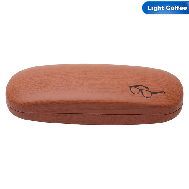 High Quality Wood Grain Hard Kit Holder Metal Reading Glasses Case for Men and Women PU Leather Eyeglass Box