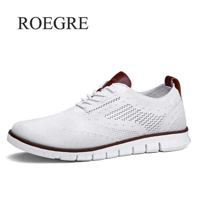 Casual Knitted Mesh Men's Shoes Solid Shallow Lace Up Lightweight Soft Men Sneakers Shoes Breathable Man Footwear Flats 39-48