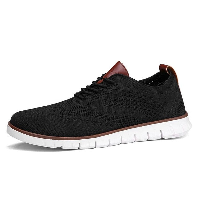 Casual Knitted Mesh Men's Shoes Solid Shallow Lace Up Lightweight Soft Men Sneakers Shoes Breathable Man Footwear Flats 39-48