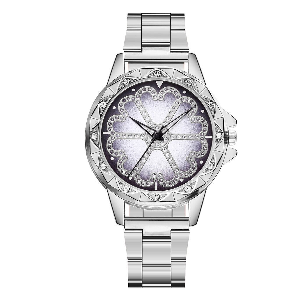 Casual Quartz Stainless Steel Lucky Flower Women's Watch